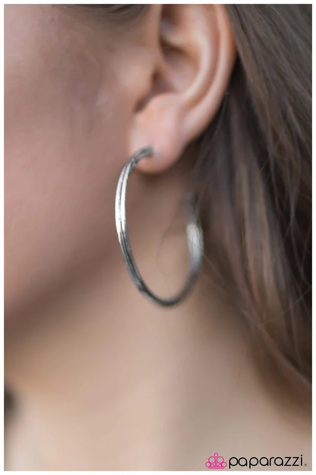 Paparazzi Earring ~ Hip, Hip, HOOP-RAY! - Silver