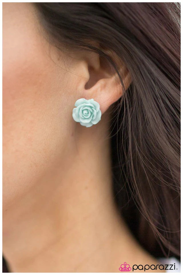 Paparazzi Earring ~ Rose Garden - Blue