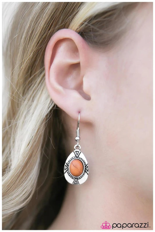 Paparazzi Earring ~ Deserted Islands - Orange