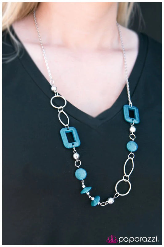 Paparazzi Necklace ~ Just Around the Corner - Blue