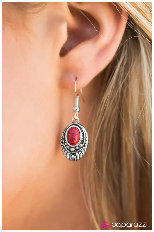 Paparazzi Earring ~ Enchanted Cliffs - Red