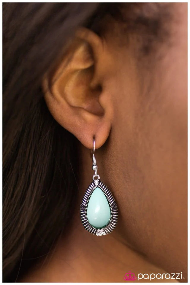 Paparazzi Earring ~ Cavalier Colors - Blue