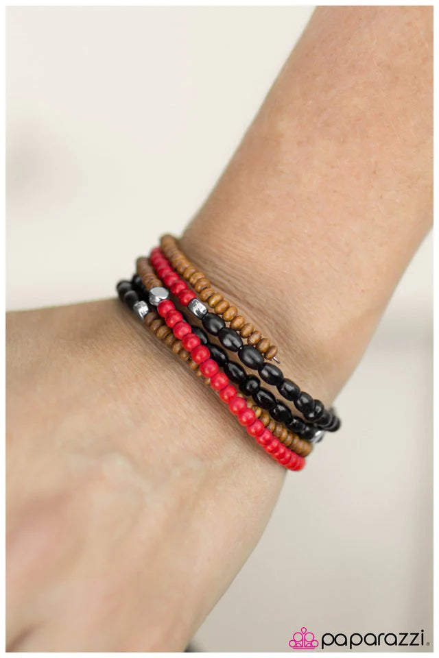 Paparazzi Bracelet ~ Its Human Nature - Red