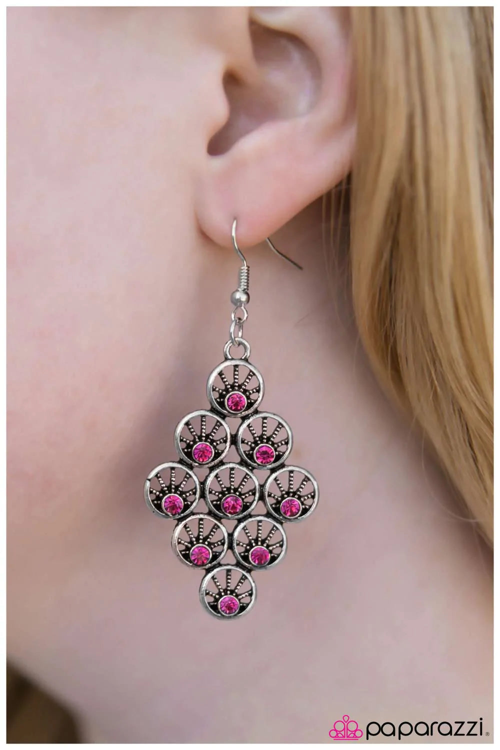 Paparazzi Earring ~ The Light Show - Pink