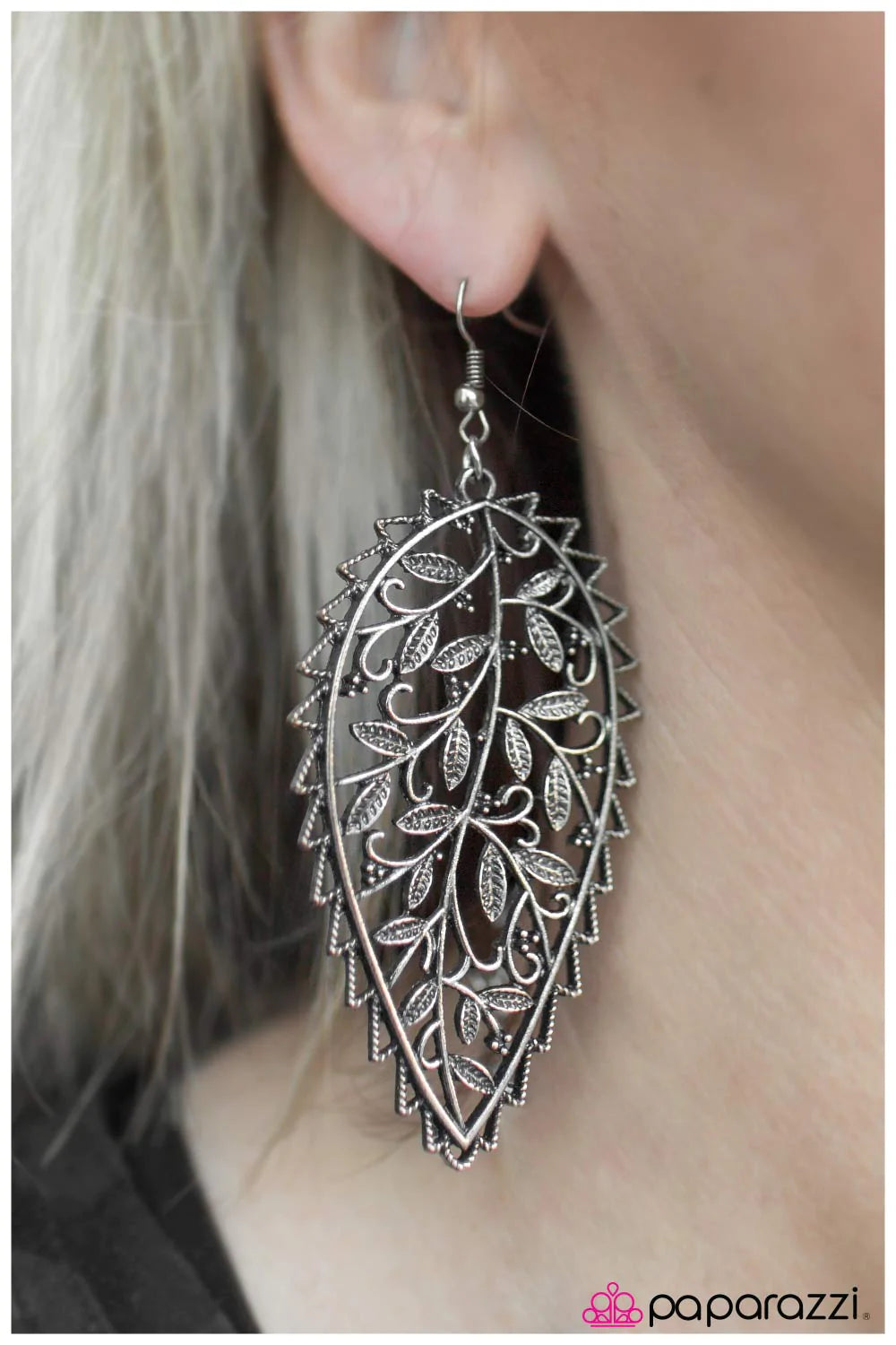 Paparazzi Earring ~ Beyond BeLEAF - Silver