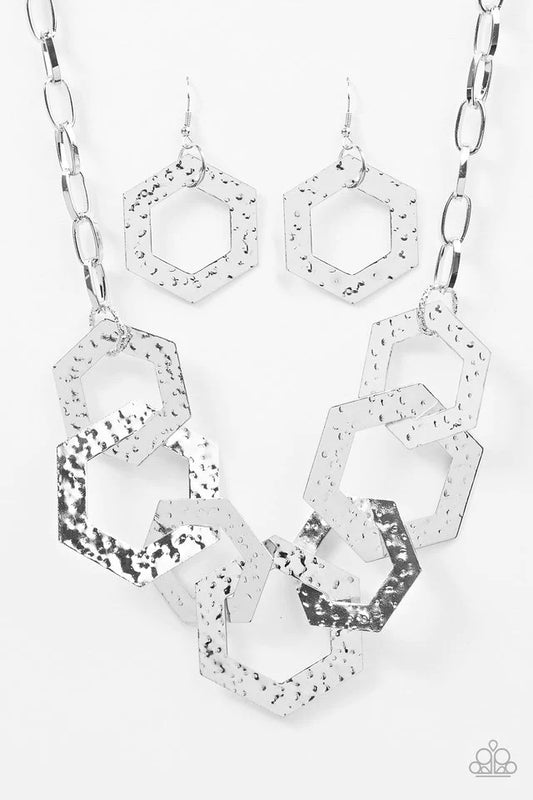 Paparazzi Necklace ~ The HEX Factor - Silver