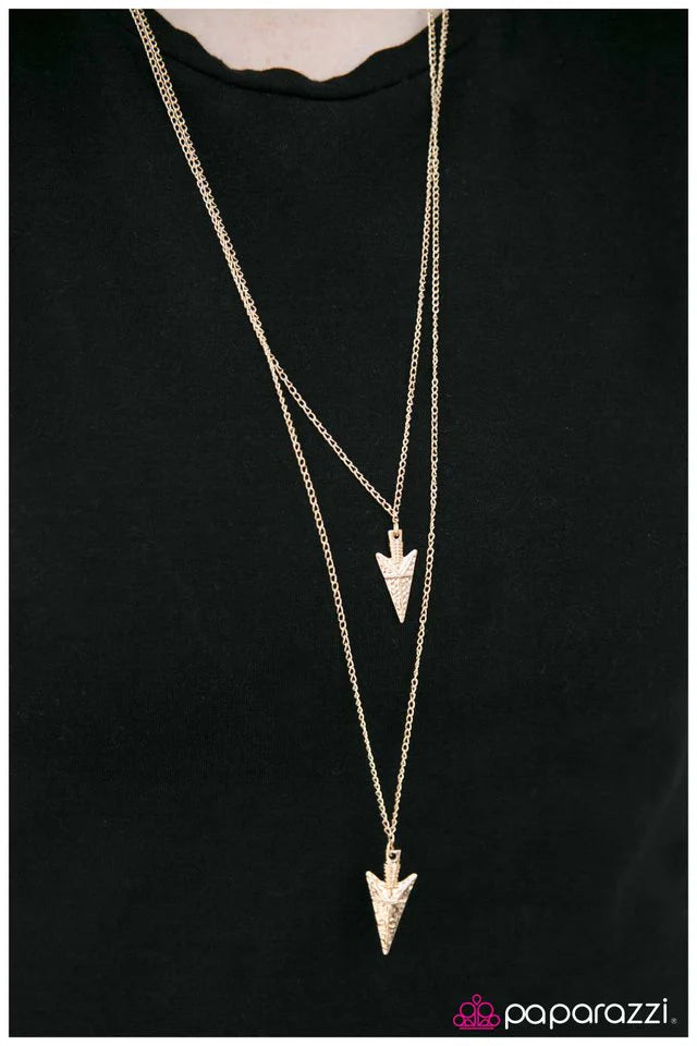 Paparazzi Necklace ~ With Style To SPEAR - Gold