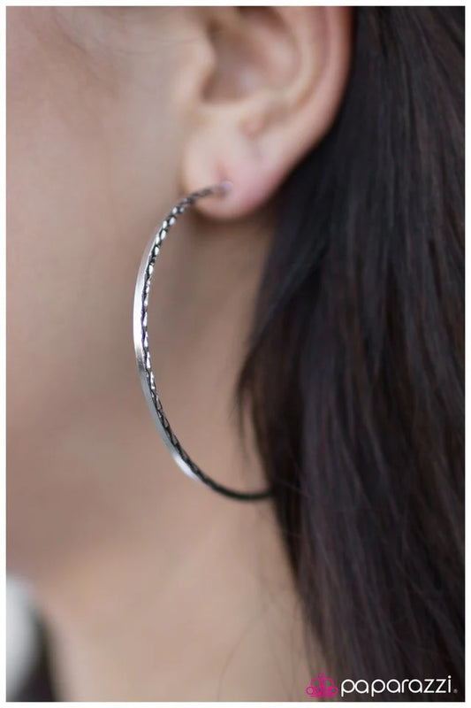 Paparazzi Earring ~ Western Diamondback - Silver