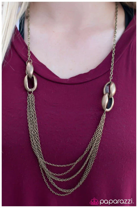 Paparazzi Necklace ~ Daringly Debonair - Brass