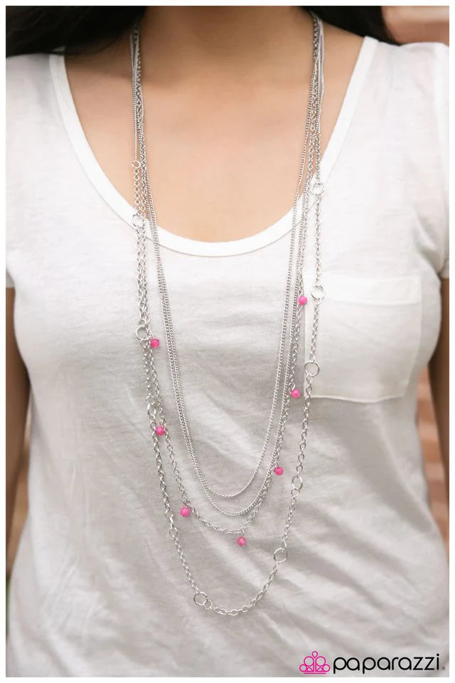 Paparazzi Necklace ~ Do The Locomotion - Pink