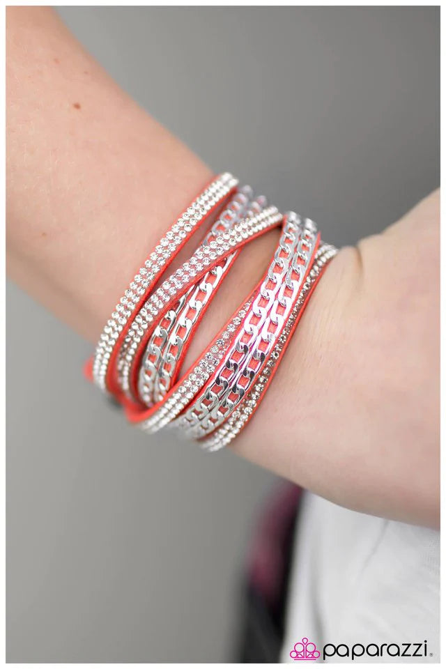 Pulsera Paparazzi ~ Glitz Blitz - Naranja