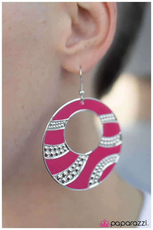 Paparazzi Earring ~ Dazed and Confused - Pink