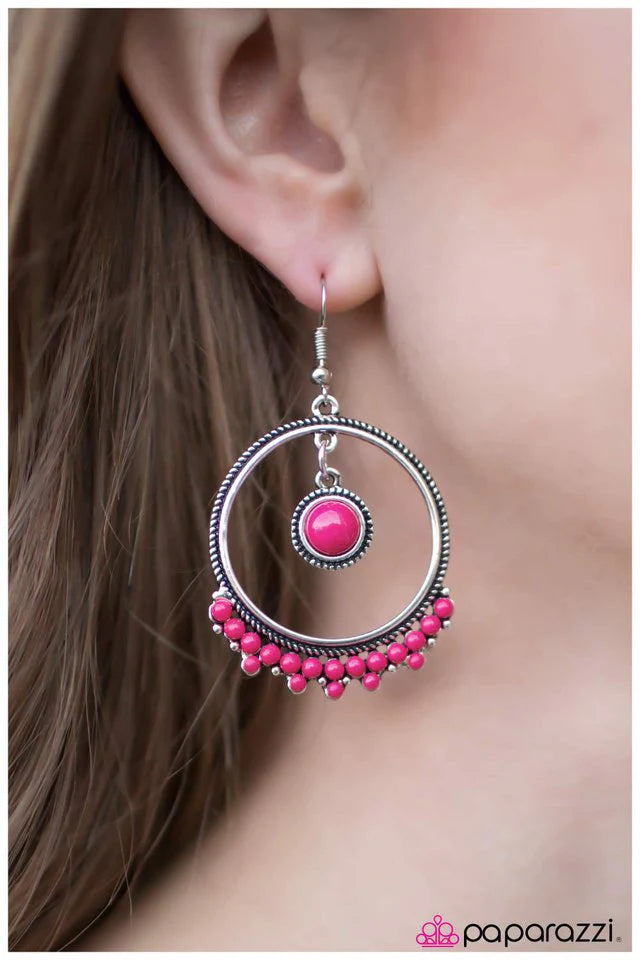 Paparazzi Earring ~ Dance Party - Pink