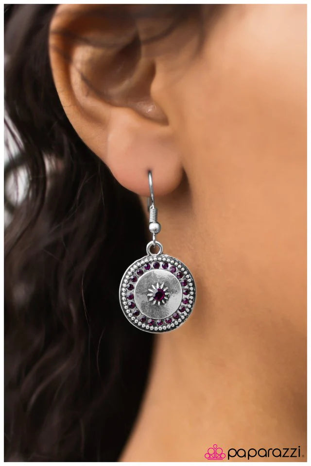 Paparazzi Earring ~ GLITTER Bug - Purple