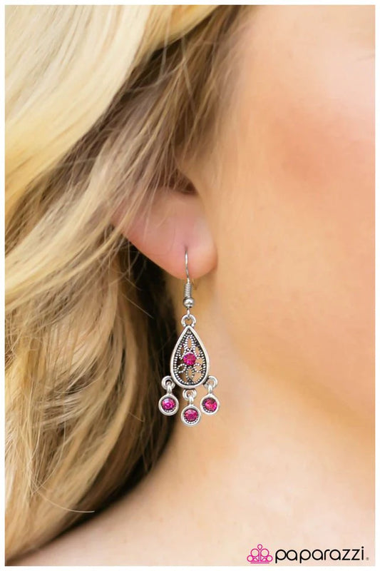 Paparazzi Earring ~ BEAM All You Can BEAM - Pink