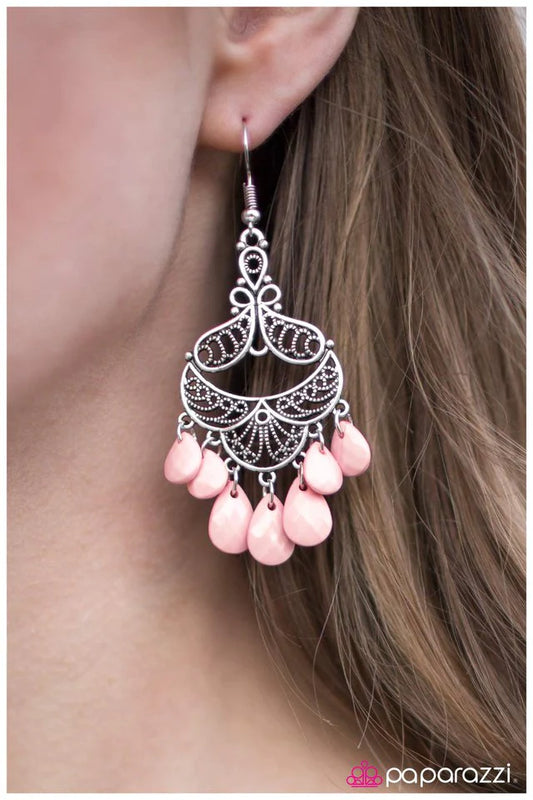 Paparazzi Earring ~ Flamenco Flavor - Pink