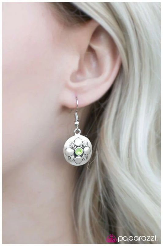 Paparazzi Earring ~ Bright and Brilliant - Green
