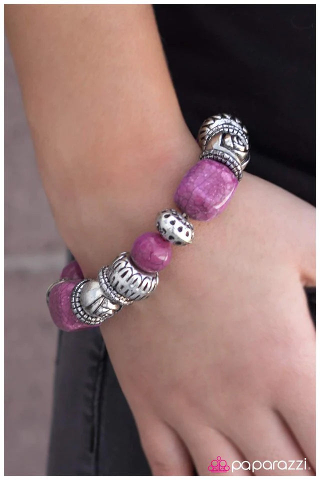 Paparazzi Bracelet ~ Rock Steady - Pink