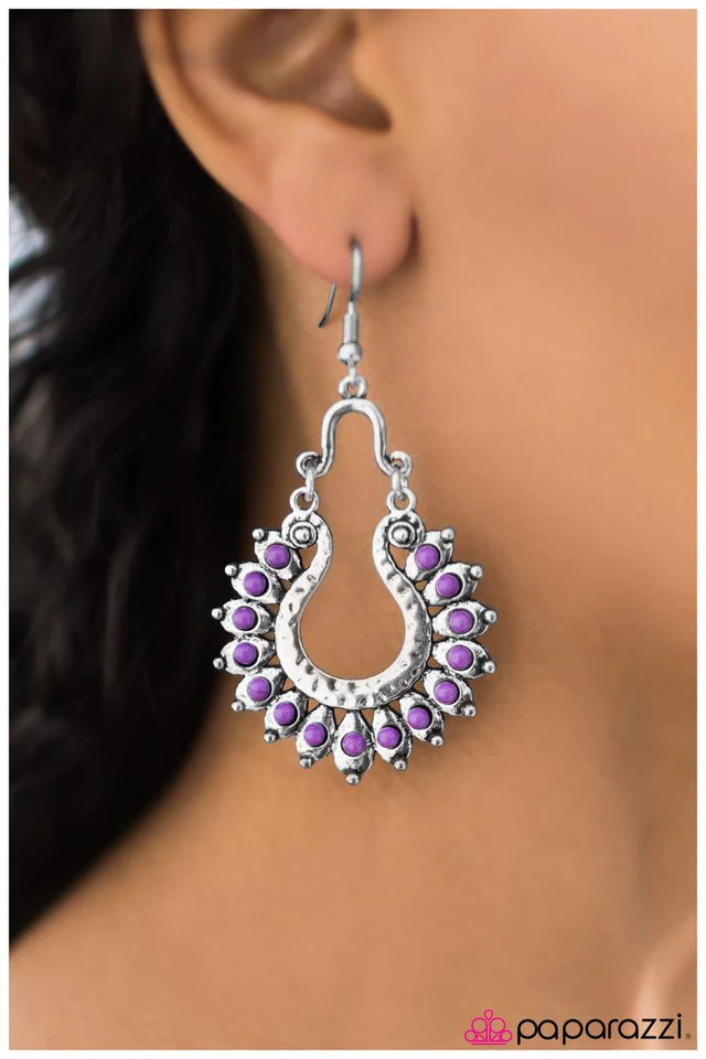 Paparazzi Earring ~ The Old West - Purple