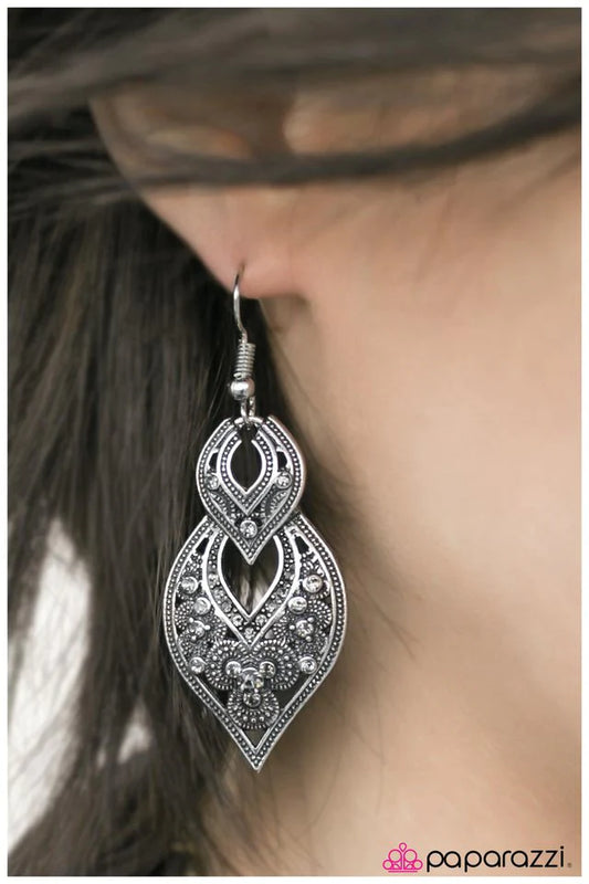 Paparazzi Earring ~ Casino Royale - Silver