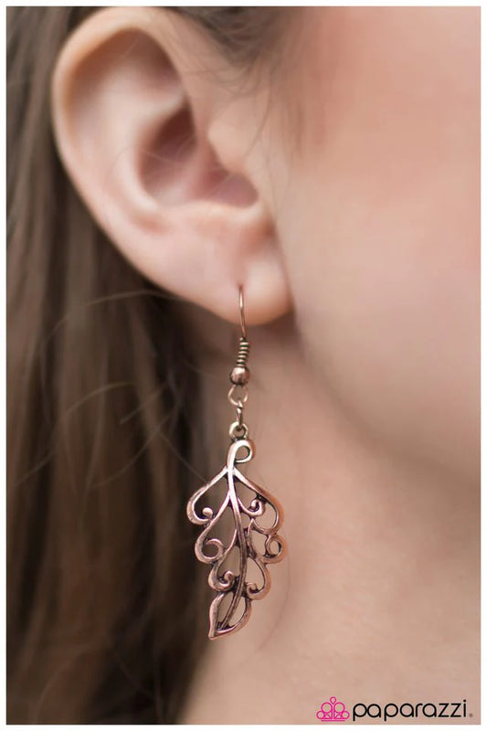 Paparazzi Earring ~ The QUILL Of It All - Copper