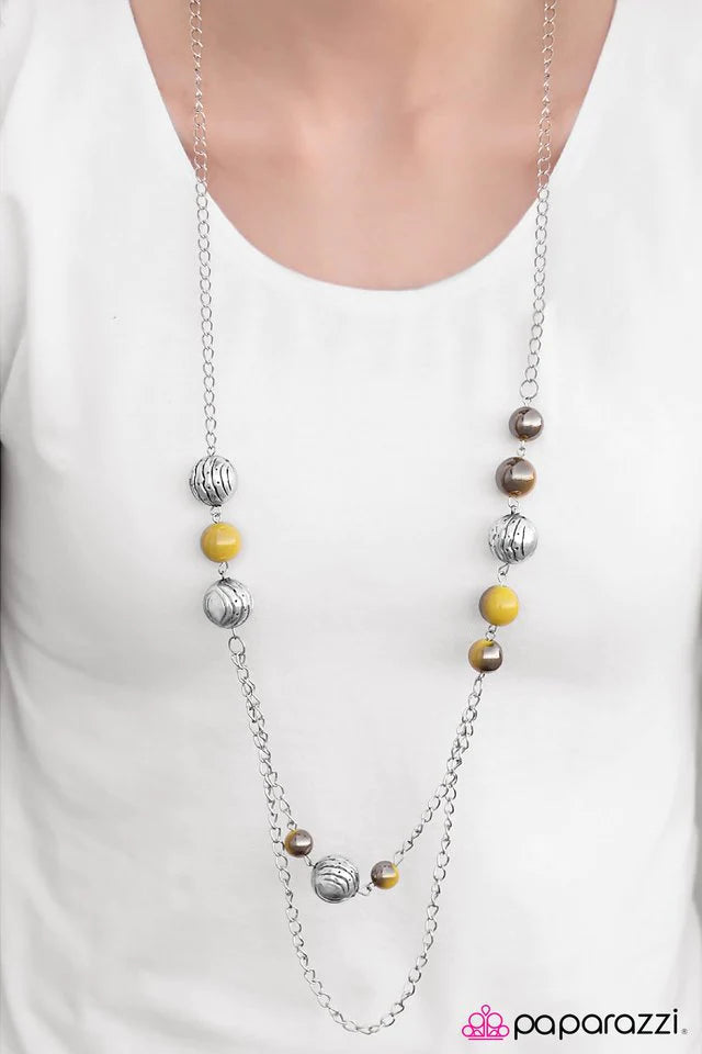 Paparazzi Necklace ~ Right On Time - Yellow