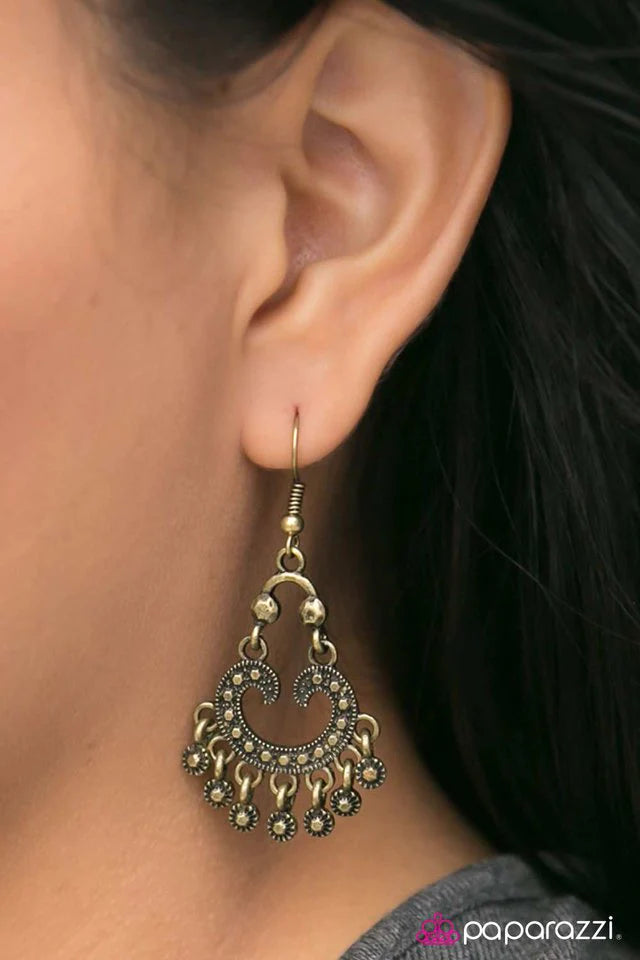 Paparazzi Earring ~ I Will Grant You Three Wishes - Brass