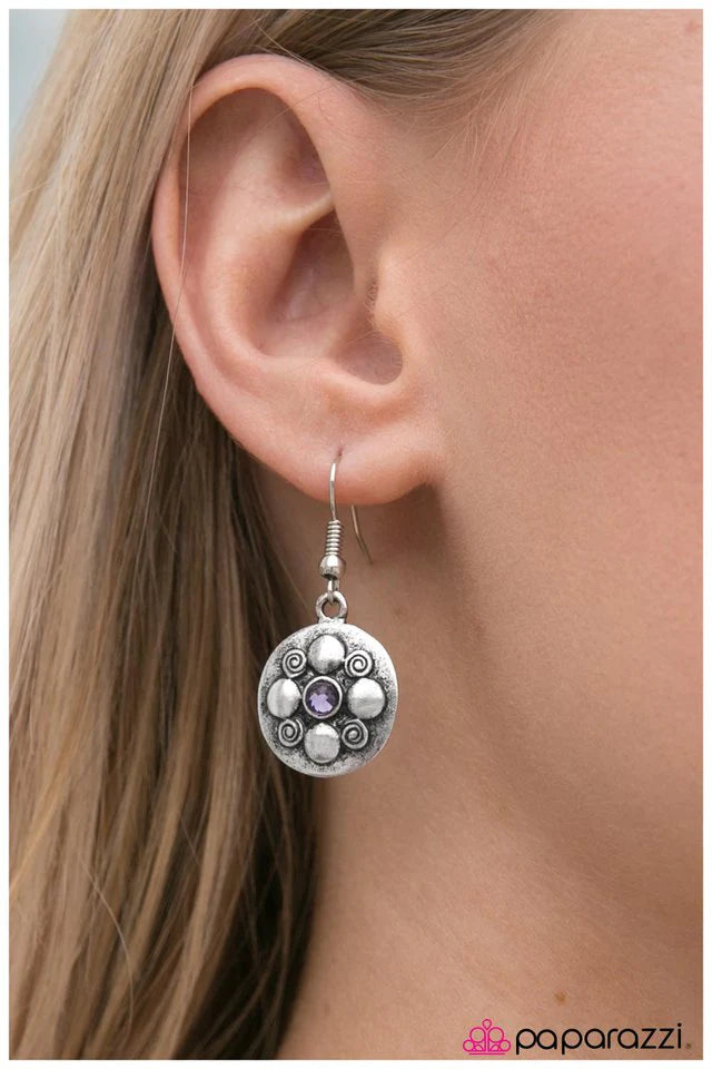 Paparazzi Earring ~ Bright and Brilliant - Purple