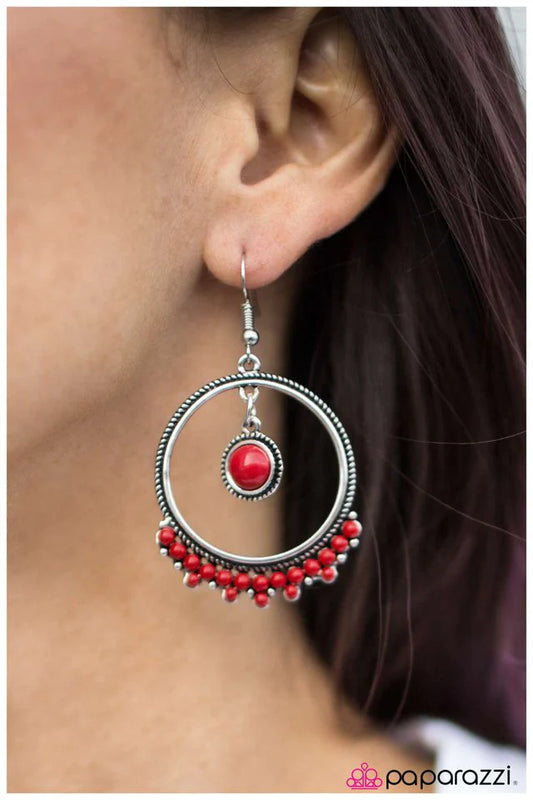 Paparazzi Earring ~ Dance Party - Red