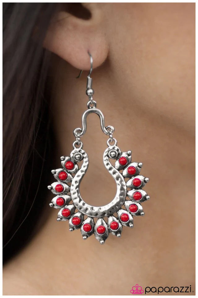 Paparazzi Earring ~ The Old West - Red