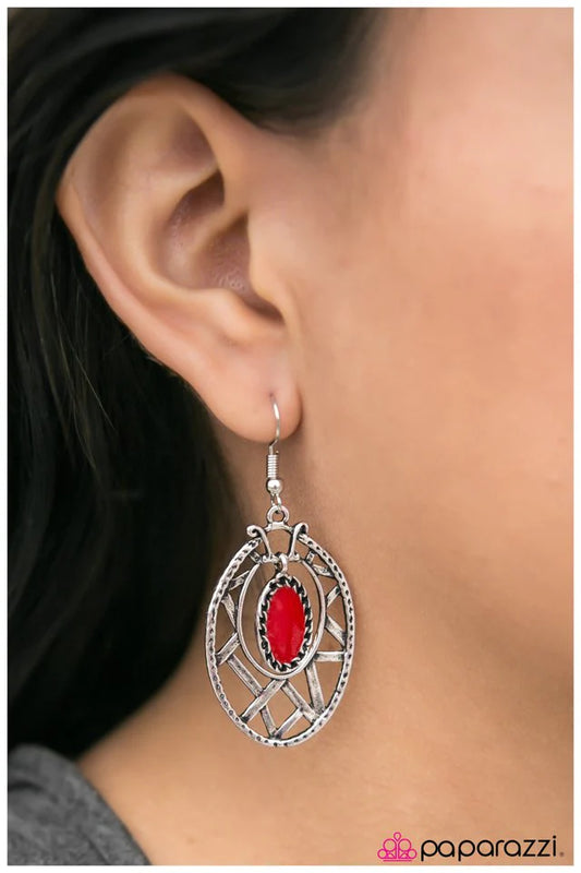 Paparazzi Earring ~ A Smash Hit - Red