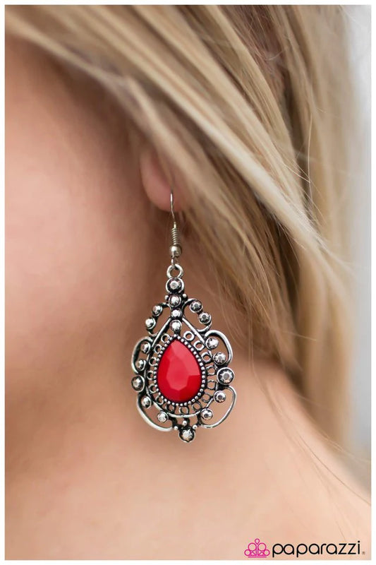 Paparazzi Earring ~ The Heir - Red