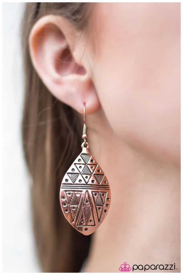 Paparazzi Earring ~ In Prehistoric Fashion - Copper