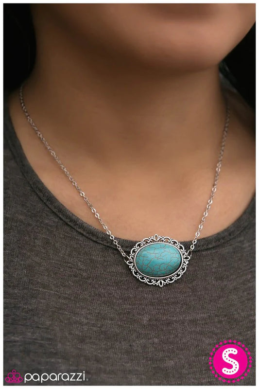 Paparazzi Necklace ~ Western Cameo - Blue