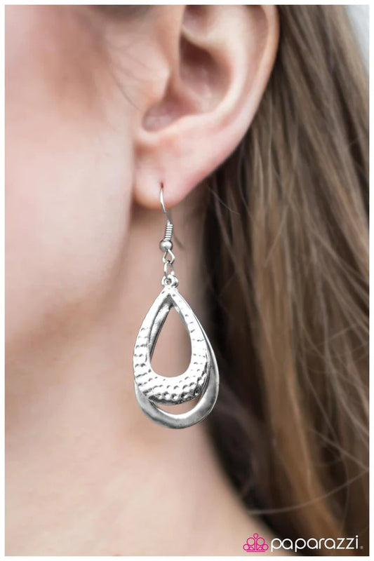 Paparazzi Earring ~ As The Tears Go By - Silver