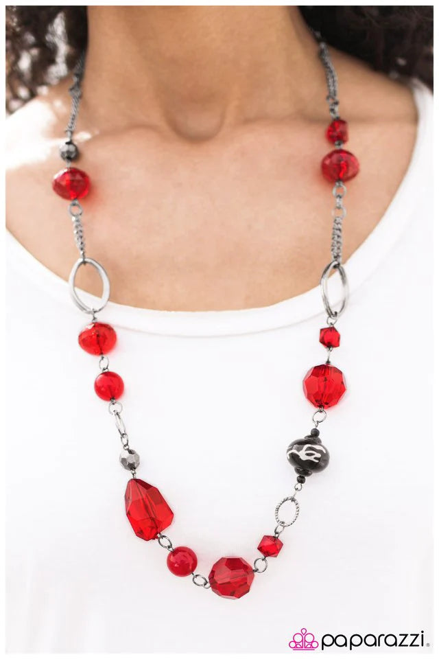 Paparazzi Necklace ~ Home for the Holidays - Red