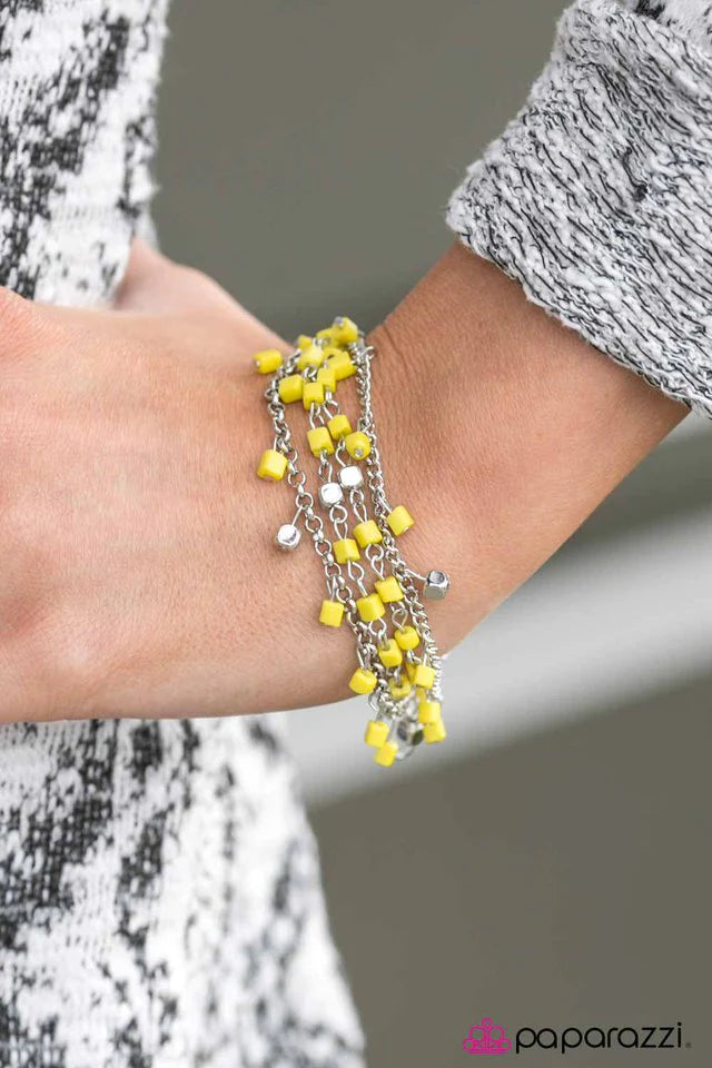 Paparazzi Bracelet ~ Block Beats - Yellow