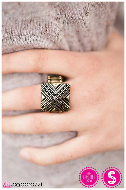 Paparazzi Ring ~ Pyramid Scheme - Brass