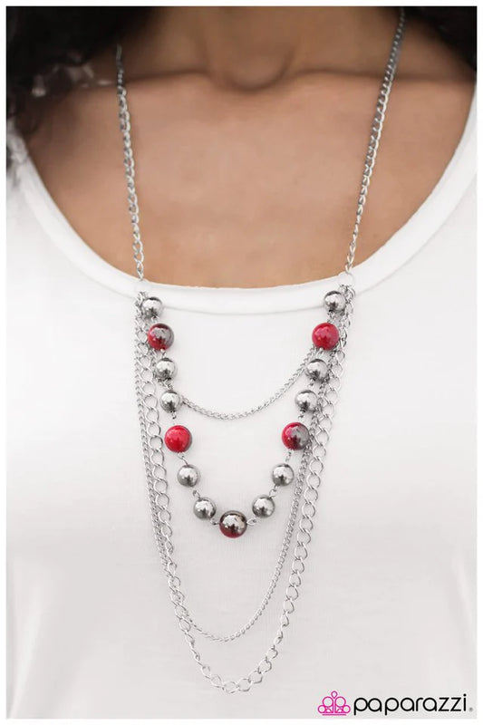 Paparazzi Necklace ~ Betwixt - Red