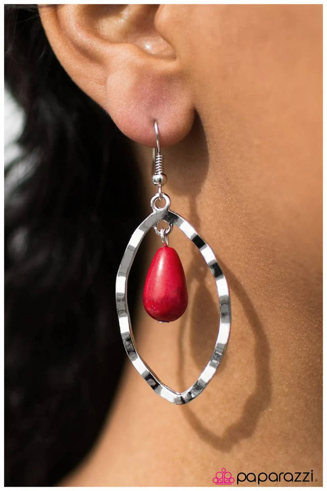 Paparazzi Earring ~ Desert Quarry - Red