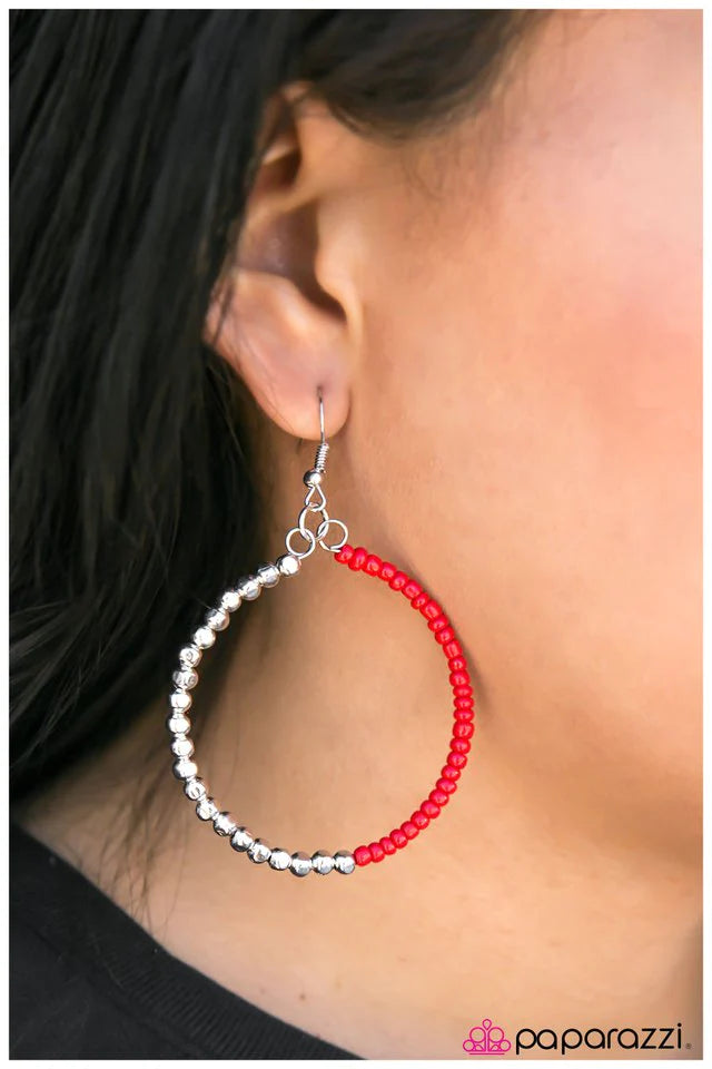 Paparazzi Earring ~ Now Youre Talkin - Red