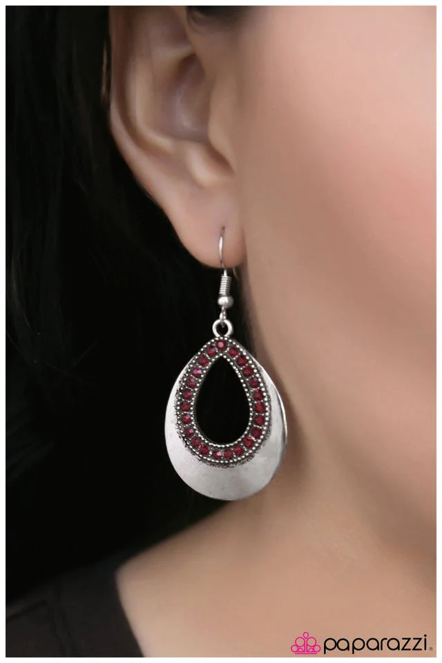 Paparazzi Earring ~ Ray Of Light - Red