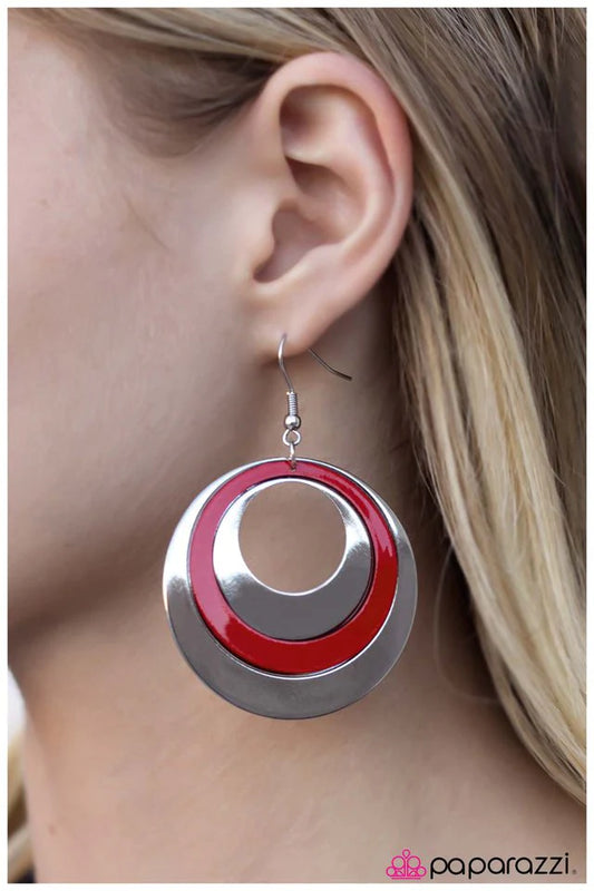 Paparazzi Earring ~ Just A Glimpse - Red