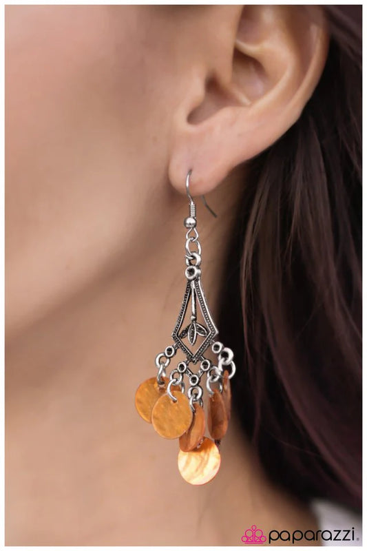 Paparazzi Earring ~ Keep in Touch - Orange