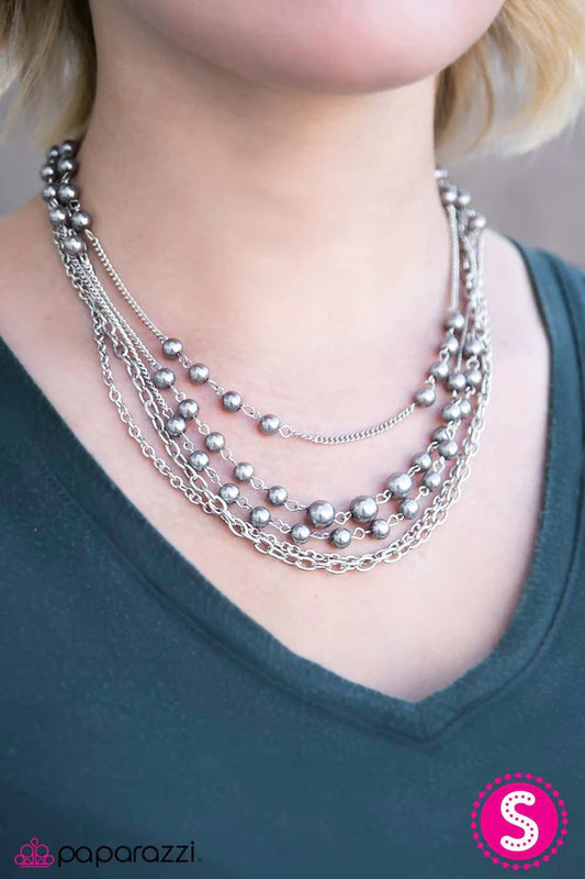 Paparazzi Necklace ~ Pearls Are Always Appropriate - Silver