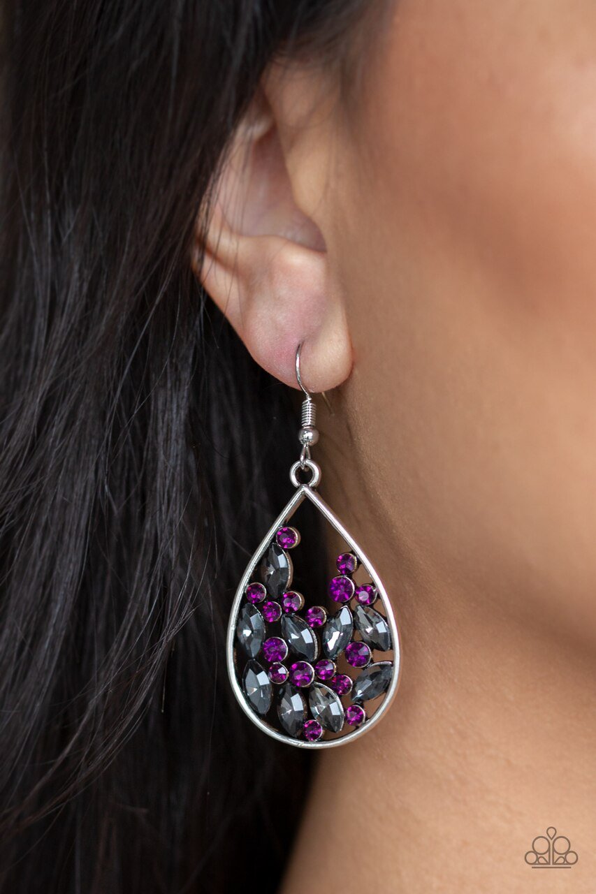 Paparazzi Earring ~ Cash or Crystal? - Purple
