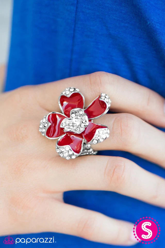 Paparazzi Ring ~ Blooming Elegance - Red