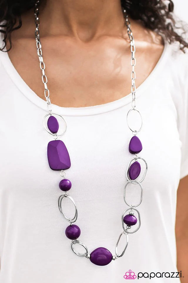 Paparazzi Necklace ~ Geo Queen - Purple