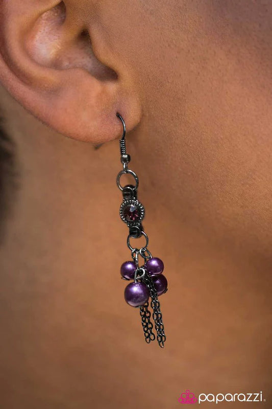 Paparazzi Earring ~ Beverly Hills Princess - Purple