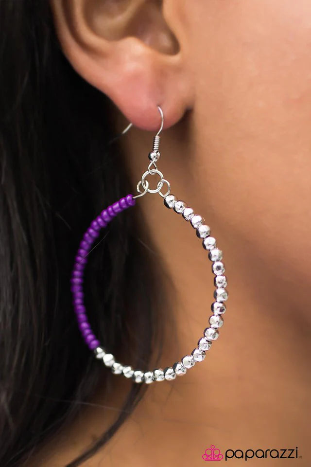 Paparazzi Earring ~ Now Youre Talkin - Purple